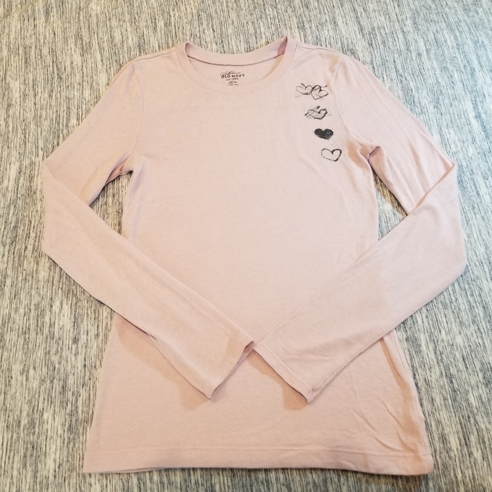 Y2K Light Purple Hearts Long Sleeve Old Navy T-Shirt